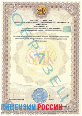 Образец сертификата соответствия (приложение) Увельский Сертификат ISO 13485